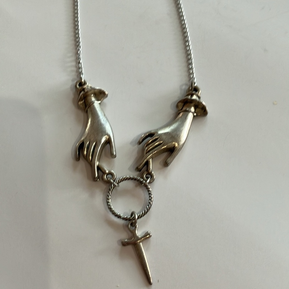 Necklace with vintage hand details w/ dagger necklace is 13-15 inches